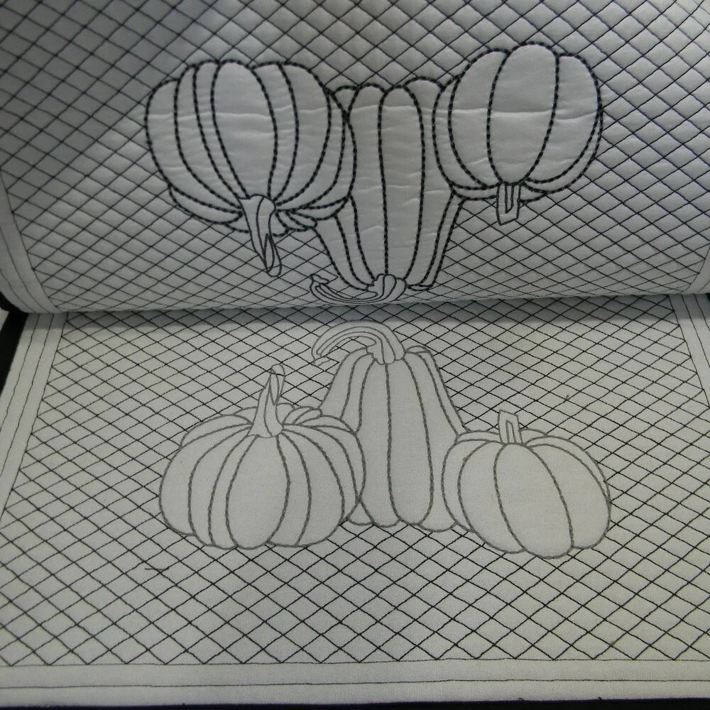 Harvest Home Set of 4 Pumpkin Placemats Fall Black White Neutral NEW